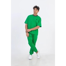 Erkek Çocuk Bel Paça Lastikli Gabardin Pantolon-12630-yeşil