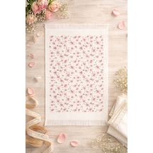 %100 Pamuk Saçaklı Dijital Baskılı El & Yüz Havlusu 40x60 Cm Yumuşak Dokulu, Yüksek Su Emici Mutfak Havlusu Pembe