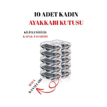 10 Lu Kadın Ayakkabı Saklama Kutusu Şeffaf Ve Düzenleyici Set Şeffaf