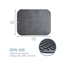 1 Adet Çok Amaçlı Bulaşıklık Tezgah Üstü Kurutmalık Durulama Matı 36x28 Cm M-143 Silikon Gri Diğer
