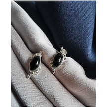 Oltu Taşı 925 Ayar Gümüş Beyzi Model Küpe Oltuküpe0002 Çok Renkli