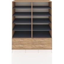 Kronos Gardrop 10 Raflı 4 Çekmeceli 4 Kapaklı 176x59x221 Çam-antrasit/çam Antrasit/çam