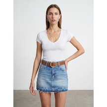 Dilvin 32799 V Yaka Top-beyaz