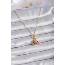 316l Çelik Gold Renk Makyaj Paleti Figür Charm Model Kadın Kolye - Tj-bko9322