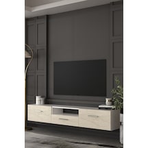 180dhdtdaç2btg Eros Duvara Monte Tv Sehpası,ünitesi Beyaz-traverten-gümüş
