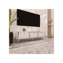 Palo 150 Cm Tv Ünitesi Tv Sehpası Beyaz-gümüş Beyaz - Gümüş