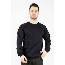 Uniprom Sıfır Yaka Sweatshirt Kalın Kumaş İçi Şardonlu Lacivert Erkek Lacivert