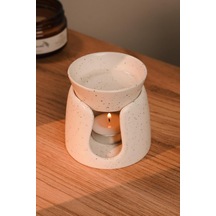 Love Bundles Beyaz Özel Tasarım Seramik El Yapımı Buhurdanlık Mumluk Dekoratif 1 Adet Tealight Mum Ile Krem