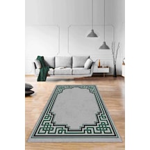 Yeşil Çerçeveli Kaymaz Taban Makinede Yıkanabilir Halı Rv092n11