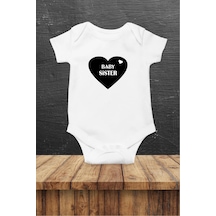 Hediyenza Baby Sister Özel Tasarım Bebek Zıbın Pamuklu Çıtçıtlı Body Beyaz