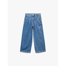 Koton Pamuklu Cepli Geniş Paça Denim Pantolon Orta İndigo 6wkg40035ad Indigo