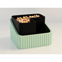 3d Baskı Fıstık Kasesi - Çift Hazneli Kabuk Ayırıcı Sunum Kasesi - Mint Siyah Çok Renkli