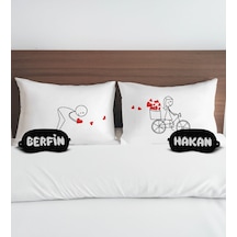 Bk Gift Kişiye Özel Sevgili Tasarımlı Pamuklu Yastık Kılıfı Ve Göz Bandı Çift Uyku Seti-3, Tasarım Ev Tekstili, Uyku Bandı, Ev Hediyesi
