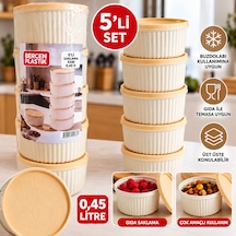 5 Li 450 Ml Saklama Kabı Seti Buzdolabı Uyumlu Çok Amaçlı Gıda Saklama Kabı Bej