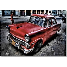 Cakasepetim Kırmızı Cadillac Klasik Hdr Ahşap Mdf Tablo