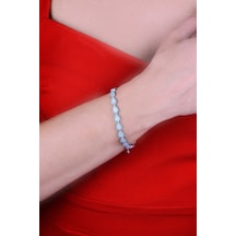Papatya Silver 925 Ayar Gümüş Rodyum Kaplama Damla Taşlı Bileklik