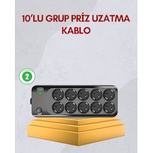 Csmtex 10 Prizli Uzatma Kablosu Termal Koruma Usb Type-c Hızlı Şarj 2500w