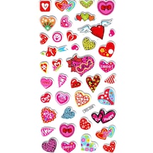Sticker Kabartmalı Stiker Çıkartma Etiket Lrs006 -18x9 Cm- Desenli Çılgın Kalpler Çok Renkli