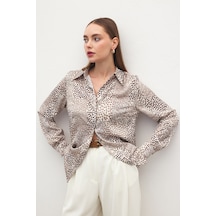Sateen Desenli Klasik Gömlek - Kahve-137180 kahve