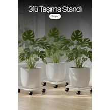 Beyaz Üçlü Metal Tekerlekli Çok Amaçlı Taşıma Standı Çiçek, Damacana, Tüp Altlığı, Ağır Yük Standı