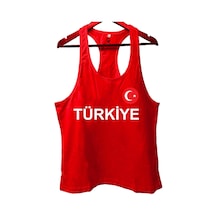 Top Glory Kırmızı Türkiye Baskılı Gym Fitness Tank Top Sporcu Atleti