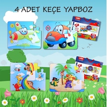 4 Set 48 Parça Tox Uçak. Araba Ve Gökkuşağı 3+ Keçe Yapboz 3