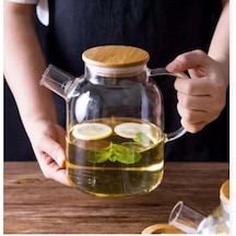 Konak Züccaciye Bambu Kapaklı Cam Servis Demliği 1800ml