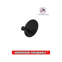 Askılık Yapışkanlı Mantar Yuvarlak Tekli Mat Siyah Pakette 4 Adet Mat Siyah