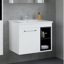 Denko Latte 65 Cm Mdf Beyaz Banyo Dolabı Alt Modül Ve Lavabo Beyaz