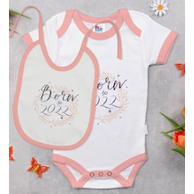 Bk Kids Born To 2022 Tasarımlı Pembe Bebek Body Zıbın Ve Mama Önl Çok Renkli
