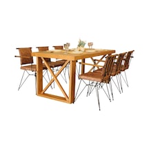 Neiwel Mai X Doğal Ahşap Yemek Masası-120-220 Açık Ceviz