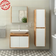 Banos Roomart Lavabolu Ahşap-Mat Beyaz Mdf 65 Cm Banyo Dolabı+A.. Beyaz