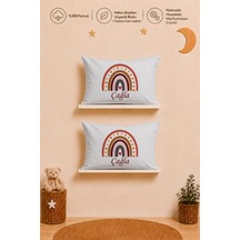 İsme Özel Kız Bebek 2'li Yastık Kılıfı 35x45 Cm %100 Pamuk Organik Baskılı İsimli Bebek Hediyesi 1002y2
