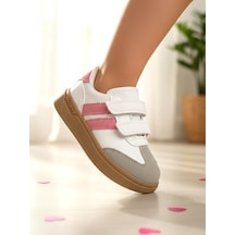 Unisex Çocuk Cırtlı Hafif Kaymaz Taban Işıklı Spor Ayakkabı Sneaker Pembe