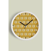 Soyut - Geometrik Temalı Modern Duvar Saati - 30cm - Önü Camlı Beyaz Kasa - Sessiz Mekanizma-jh0345 Beyaz