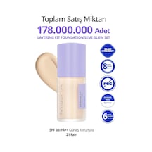 Yarı Parlak Bitişli Nemlendirici Fondöten + Fırça Layering Fit Foundation Semi Glow Set No.21 Fair Çok Renkli
