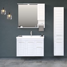 Orka Perge 100 Cm Mdf Beyaz Banyo Dolabı Takımı Ve Sepetli Boy Do Beyaz