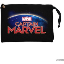 Captain Marvel On World Siyah Clutch Astarlı Cüzdan / El Çantası