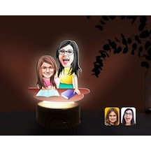 Kişiye Özel Anne Kız Karikatürlü Dekoratif 3D Biblo Led Işıklı Ge (483006609)
