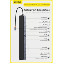 Baseus Elitejoy Gen2 12-in-1 Usb-c Hub Docking Station, 4k 60hz Triple Display Adaptör, 100w Pd Şarj, Gigabit Ethernet, Sd/tf Kart Okuyucu - Laptop İçin