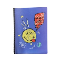 A4 Telli 80 Yaprak Kareli Umur Smiley Emoji Defter Plastik Kapak Çok Renkli