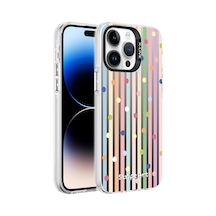 Apple iPhone 14 Pro Max Uyumlu Desenli Klfs Silver Sert Kılıf-noktalar Noktalar