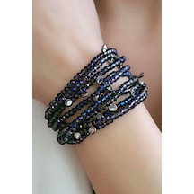 Swarovski Taşlı Gümüş Rose Ayarlanabilir Asansörlü Bileklik