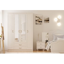 Rabi Mobilya Yağmur Country 4 Kapaklı 2 Çekmeceli Mega Gardırop