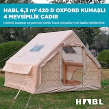 Habl 6 Kişilik 6.3m2 4 Mevsim Şişme Çadır 300x210x200cm Bej