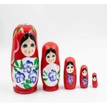 Mobgift 5 Li Matruşka Bebek Ahşap Kırmızı