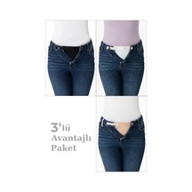 Arma Yıldız Hamile Pantolon Bel Genişletici - Kadın Pantolon Genişletici, 3'lü Paket Beyaz-siyah-ten