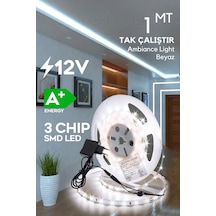 Şerit Led 1 Metre Beyaz 3 Çipli Aydınlatma Mutfak Salon Yatak Odası Led Işık