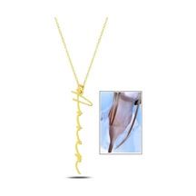 Altın Kaplamalı ''annem'' Yazılı İmza Gümüş Kolye Altın