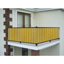 Ceylan Home Balkon Demiri Perdesi Kuş Gözü Sarı İnce Çizgili
